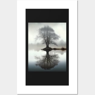 Surreal Tree Reflection on Lake Art Print Posters and Art